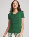 Chico's Jersey Knit Ruched Front Tee In Palm Leaf In Green