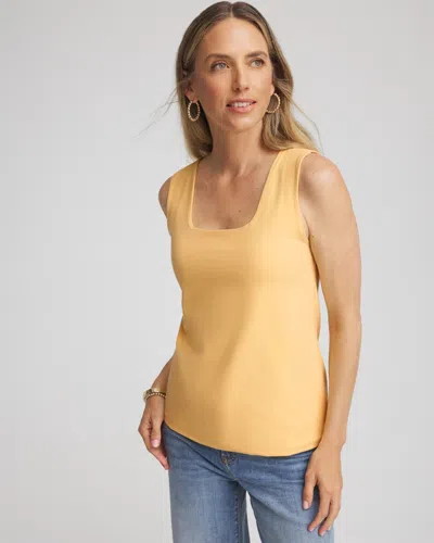 Chico's Jersey Knit Square-neck Tank In Golden Chamois