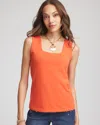 Chico's Jersey Knit Square-neck Tank In Harvest Orange