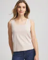 Chico's Jersey Knit Square-neck Tank In Taupe In Brown