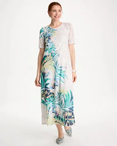 Chico's Jersey Knit Tropical Maxi Dress In White In Multi