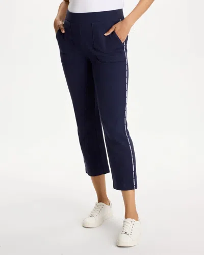 Chico's Jersey Ombre Striped Crop Pants In Blue