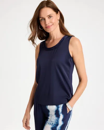 Chico's Jersey Satin Tank Top In Blue