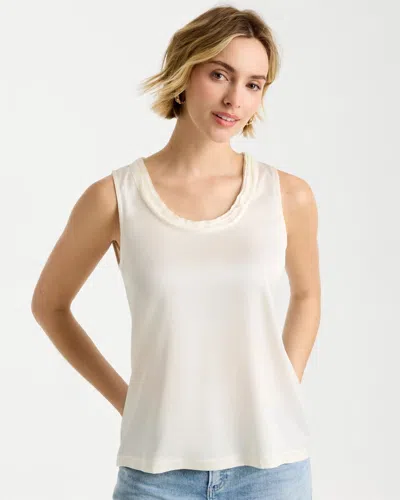 Chico's Jersey Satin Tank Top In White In Nude