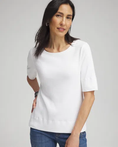 Chico's Jewel Neck Tee In White Size Small |
