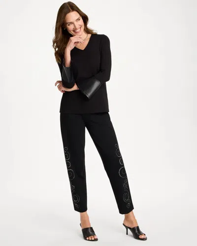 Chico's Juliet Embellished Tapered Ankle Pants In Black