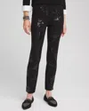 Chico's Juliet Floral Sequin Ankle Pants In Black Size 16 |  In Black