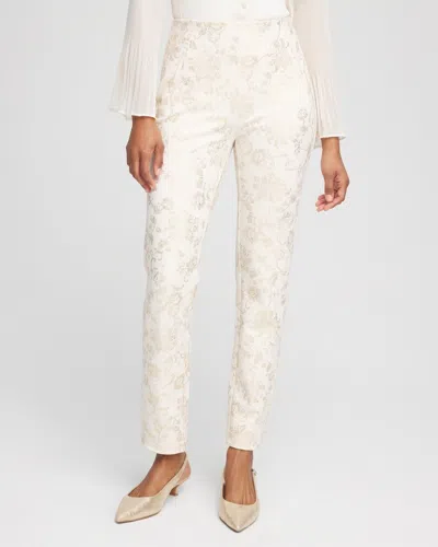 Chico's Juliet Foiled Ponte Ankle Pants In English Cream Size 14 |