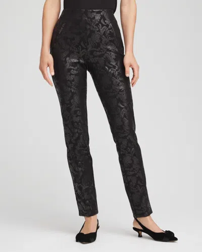 Chico's Juliet Foiled Slim Ponte Pants In Black