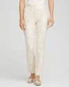 Chico's Juliet Golden Foiled Slim Ankle Pants In Cream In White