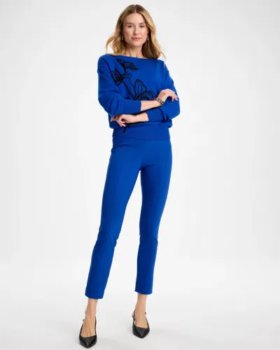 Chico's Juliet Knit Slim Ankle Pants In Planetary Blue