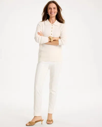 Chico's Juliet Knit Slim Ankle Pants In White In Ecru
