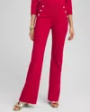 Chico's Petite Juliet Ponte Button Detail Flare Pants In Red Size 14p |  In Red Allure