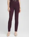 Chico's Juliet Ponte Trim Detail Ankle Pants In Deep Raisin