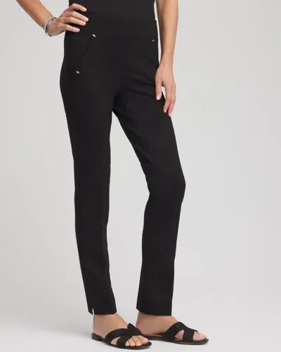 Chico's Juliet Ponte Trim Detail Ankle Pants In Black Size 0 |