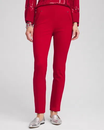 Chico's Juliet Ponte Trim Detail Ankle Pants In Red Allure