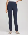 Chico's Juliet Ponte Trim Detail Pants In Blue In Blue