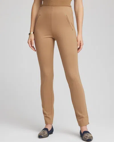 Chico's Juliet Ponte Trim Detail Pants In Caramel Apple In Brown