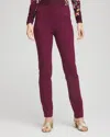 Chico's Juliet Ponte Trim Detail Pants In Deep Chianti In Purple