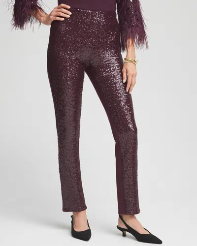 Chico's Juliet Sequin Front Ankle Pants In Purple Size 0/2 |  In Deep Raisin