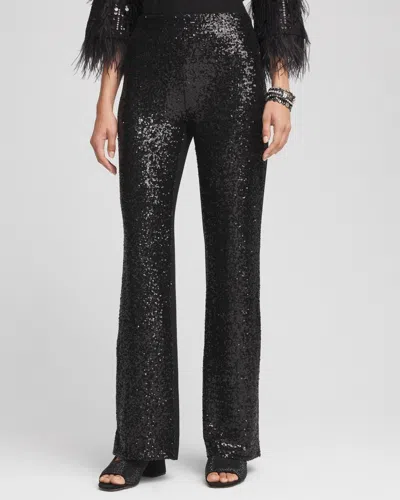 Chico's Juliet Sequin Relaxed Straight Leg Pants In Black Size 0/2 |