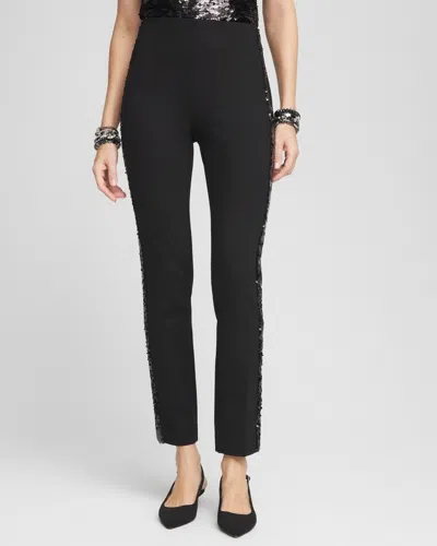 Chico's Juliet Side Sequin Ankle Pants In Black Size 16 |
