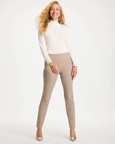 Chico's Juliet Slim Textured Jacquard Pants In Taupe In Urban Taupe