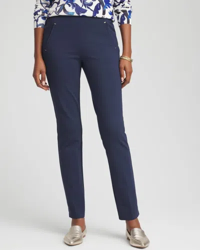 Chico's Juliet Slim Trim Detail Ankle Pants In Blue