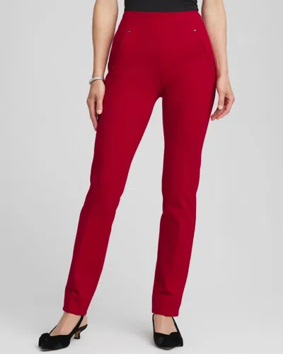Chico's Juliet Slim Trim Detail Pants In Carmine Red