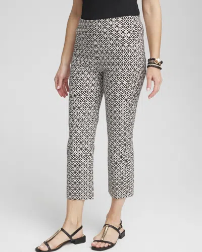 Chico's Juliet Tile Print Straight Cropped Pants In Black Size 4 |