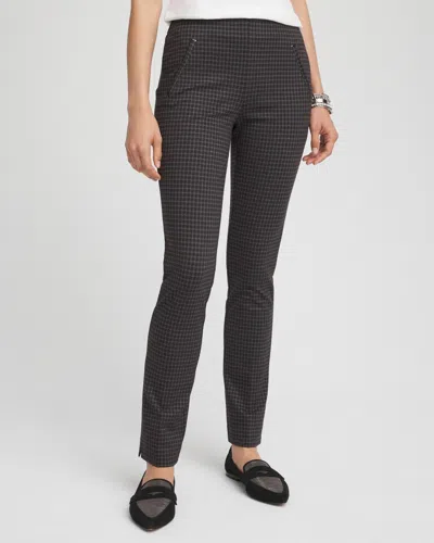 Chico's Juliet Tonal Check Ankle Pants In Black Size 4 |