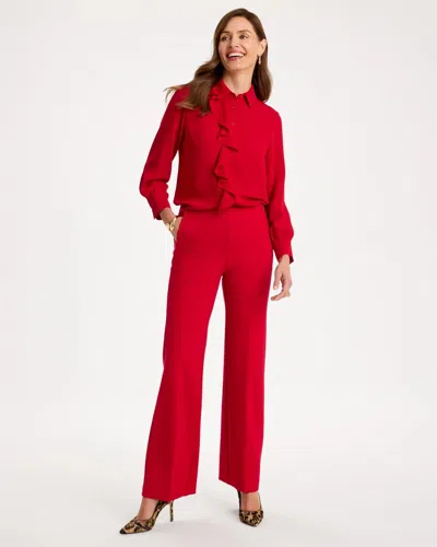 Chico's Juliet Wide Full Length Pants In Carmine Red
