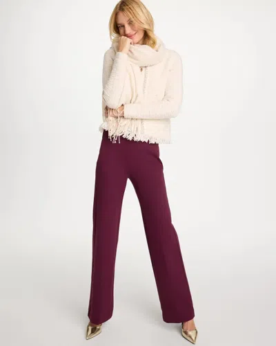 Chico's Juliet Wide Full Length Pants In Deep Claret In Burgundy