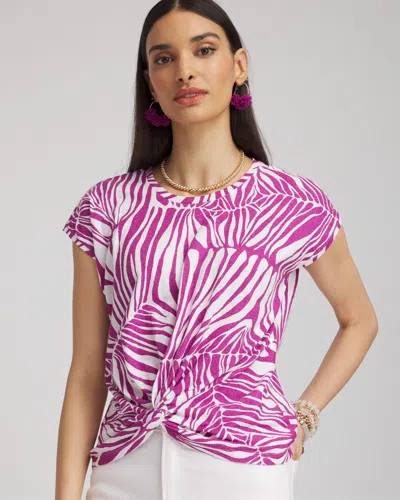 Chico's Jungle Inverted Knot Front Tee In Purple Size 20/22 |  In African Violet