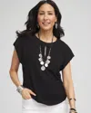 Chico's Keyhole Neck Tee In Black Size 20/22 |  In Black