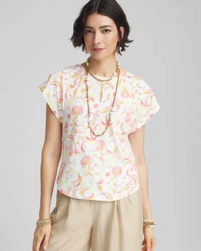 Chico's Keyhole-neck Tee In White Size 12/14 |  In Alabaster