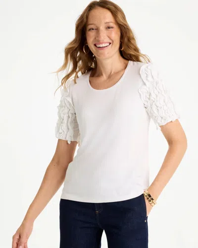 Chico's Knit 3d Sleeve Tee In White