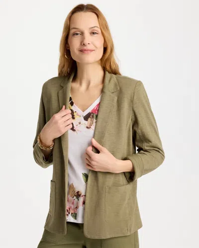Chico's Knit Blazer In Lichen In Green