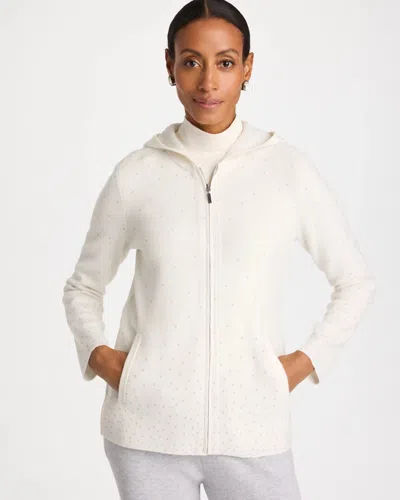 Chico's Knit Embellished Cardigan Sweater Jacket In Soft Ivory In White