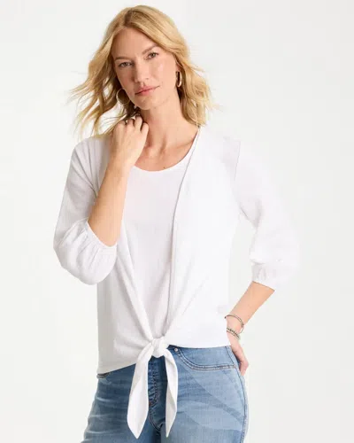 Chico's Knit Gauze Tie-front Cardigan Sweater In White