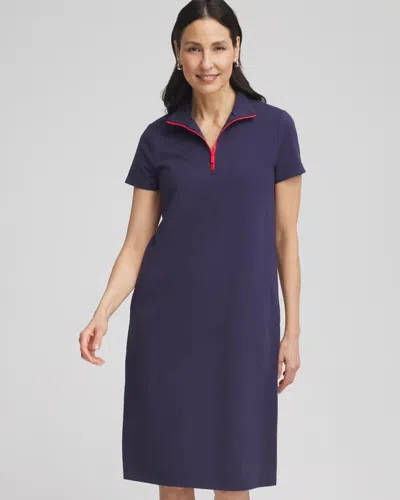 Chico's Knit Half-zip Dress In Blue