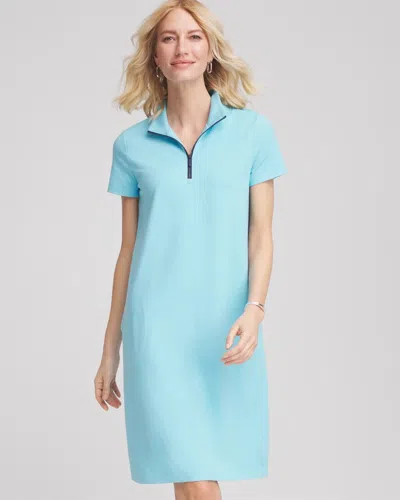 Chico's Knit Half-zip Dress In Blue
