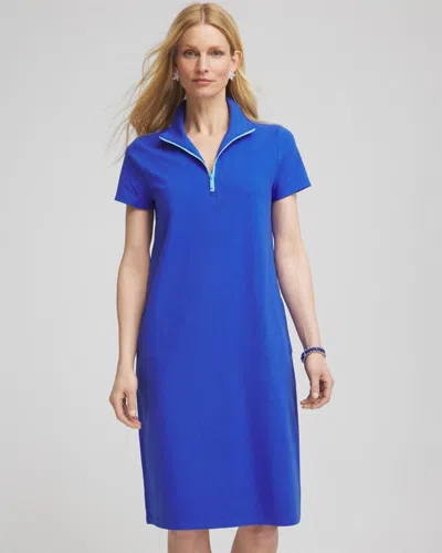 Chico's Knit Half-zip Dress In Blue