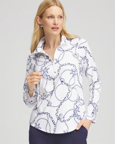 Chico's Knit Mockneck Golf Top In Blue