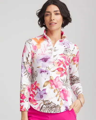 Chico's Knit Mockneck Golf Top In Pink