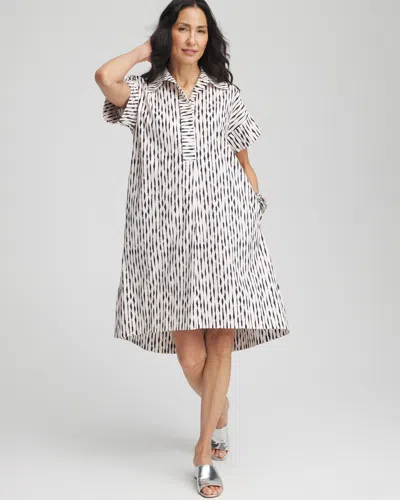 Chico's Striped High-low Popover Dress In English Cream Size 16/18 |