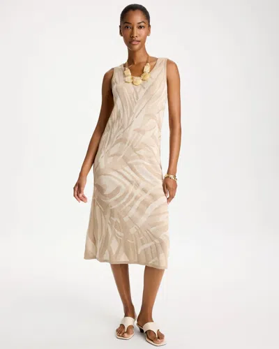 Chico's Knit Printed Sweater Dress In Gold