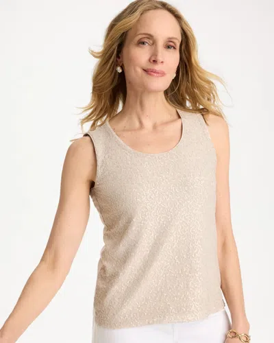Chico's Knit Sequin Tank In Taupe In Animal Print