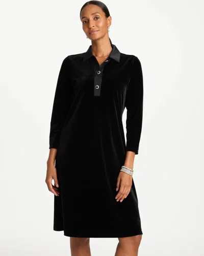 Chico's Knit Velour Knee-length Dress In Black