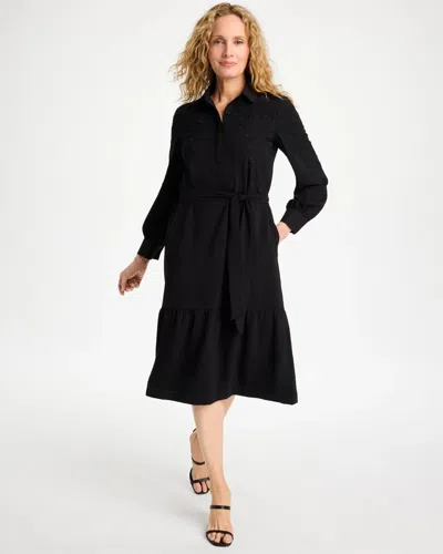 Chico's Lace Applique Knee Length Dress In Black